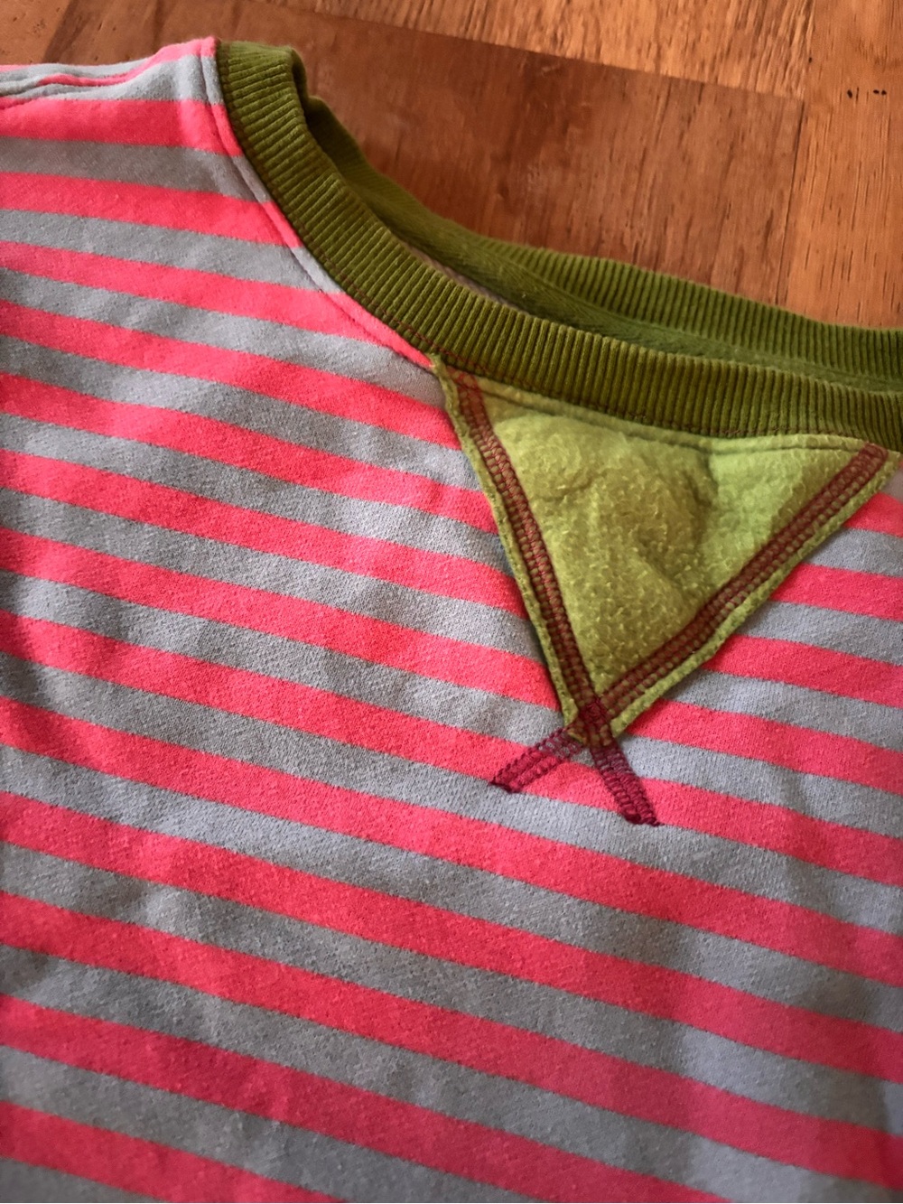 Natural Life Striped Pink & Light Blue Crewneck with Green Trim xl - Picture 2 of 4